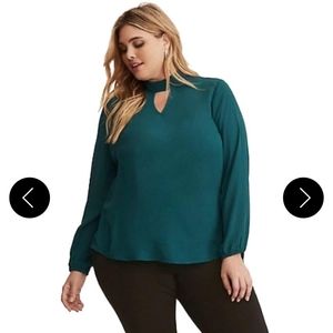 Torrid Green Georgette keyhole blouse